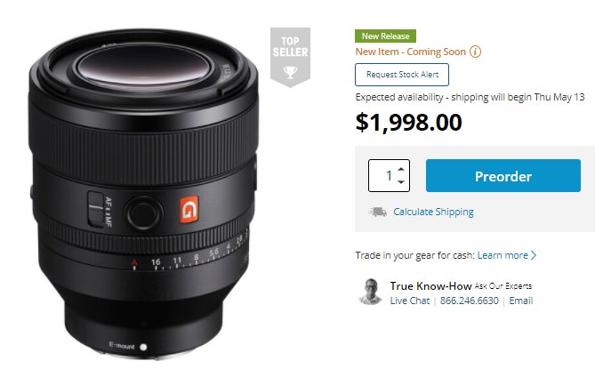 Sony FE 50mm f1.2 G Master Fiyat