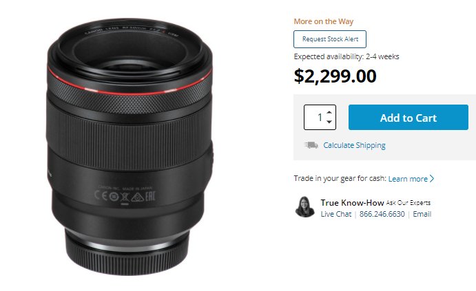 Canon RF 50mm f1.2L USM Fiyat
